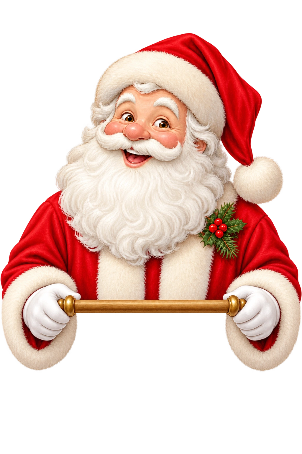 Santa smiling and holding his list