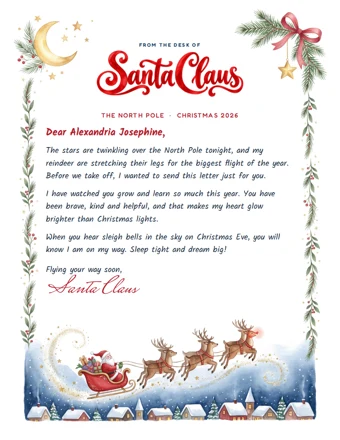 Santa’s Sleigh Ride letter preview