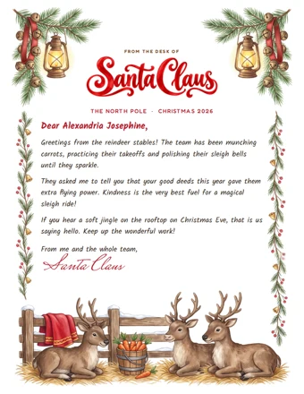 Reindeer Stables letter preview