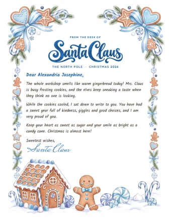 Gingerbread Wishes Blue letter preview